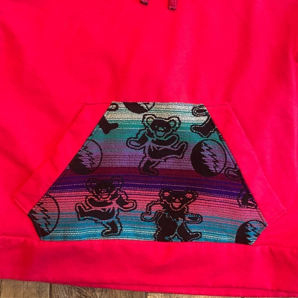 Grateful Dead Ankas Art Vibrant Multicolor Hoodie with Bear Design - Picture 7 of 12